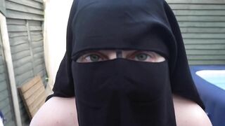 Naked Wife in Niqab and ankle boots