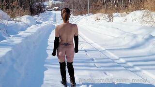 Naked walk in winter