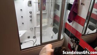 I filmed my hot tattooed girlfriend in the bathroom cleaning up nice