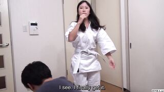 Japanese amateur with a deceptive body shows off judo and big tits
