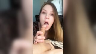 Sexy blonde loves waking her man up by Sucking his cock????????