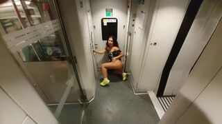 My Crazy Masturbation of Hairy Pussy in Public Train! Part1