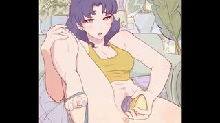 Cute anime girl masturbating with big dildo animation hentai