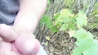 Dripping and cumming in the woods slow motion