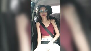 I'm in the car with my friend and I start touching my pussy and my tits
