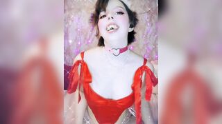 Cute Bunny egirl small titty worship in sexy red corset!????