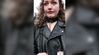 Public flashing with clamps on my hard nipples in a park