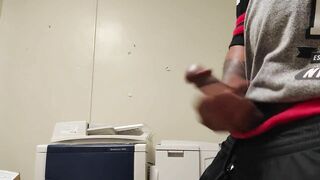 Quickie jack off in printer room at work during break