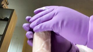 Cleaning gloves on your cock