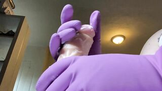 Cleaning gloves on your cock