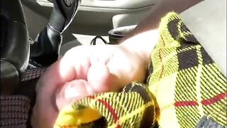 Stroking my cross dressing cock while driving at high speed is a skirt