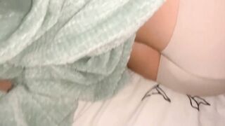 My stepsister catches me ejaculating on her, jerk off