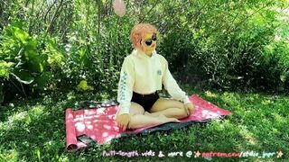 First time exhibitionist ???? Nip Slip doing yoga in a public park