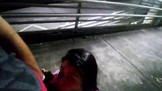 sucking and fucking outdoor in my town and being fucked on a bridge with my short aside