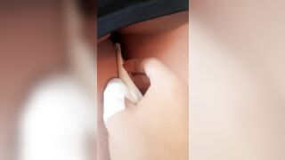 Masturbate Girlfriend vibrator while doing the dish amateur german